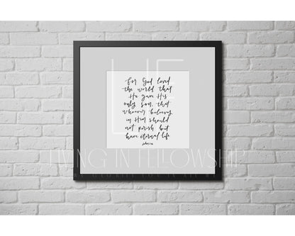 Handwritten Verse John 3:16