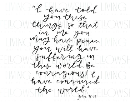 Handwritten Verse John 16:33