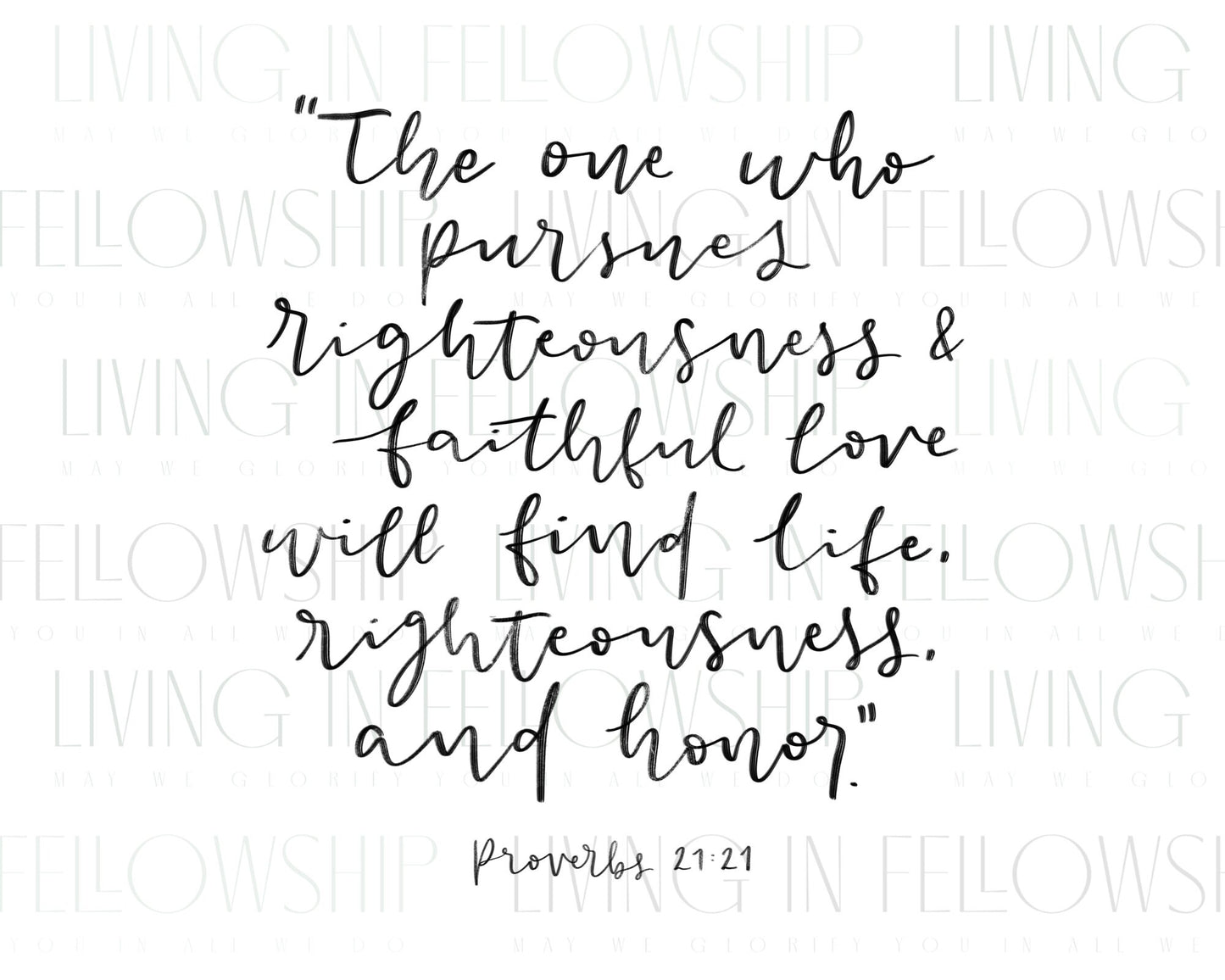Handwritten Verse Proverbs 21:21
