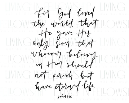 Handwritten Verse John 3:16