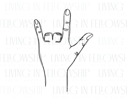 Hand Drawn Print |  ASL "I Love You"