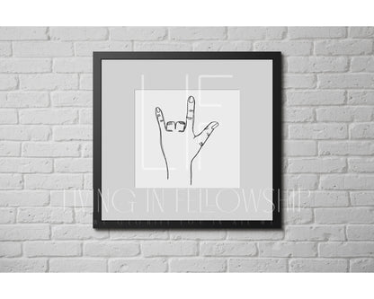 Hand Drawn Print |  ASL "I Love You"